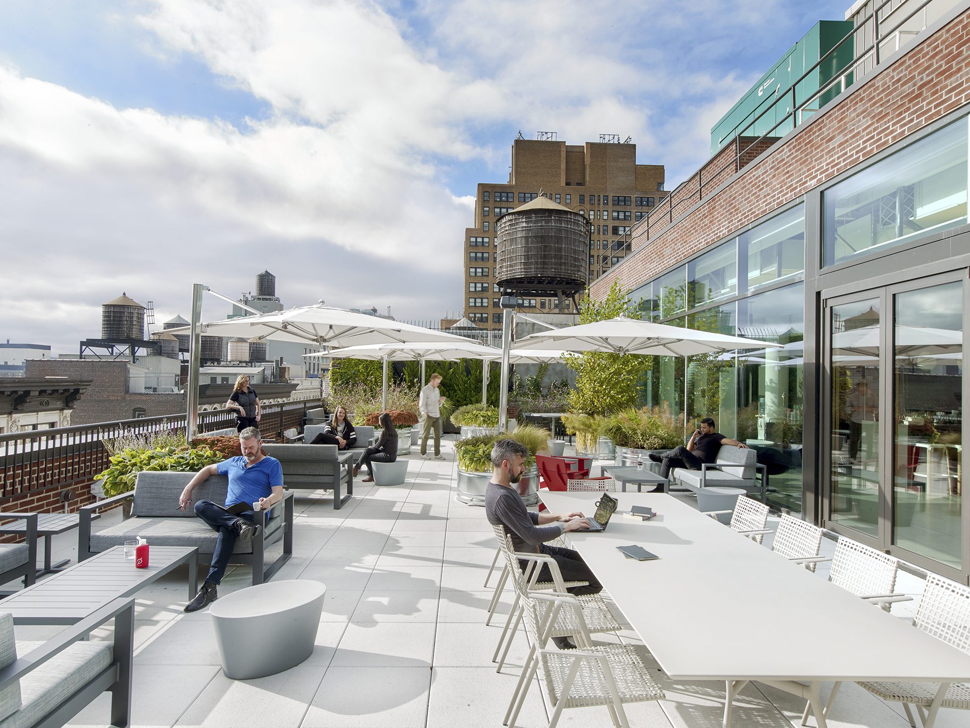 Rooftop and penthouse terrace at the new Peloton Headquarters