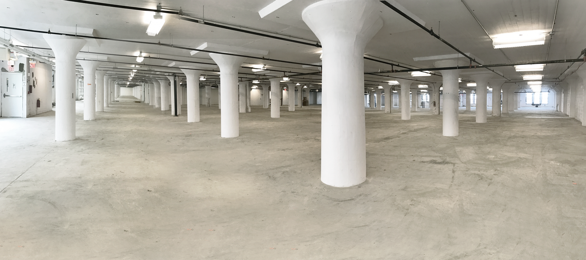 Interior spaces after the building modernization of Brooklyn Army Terminal Building A