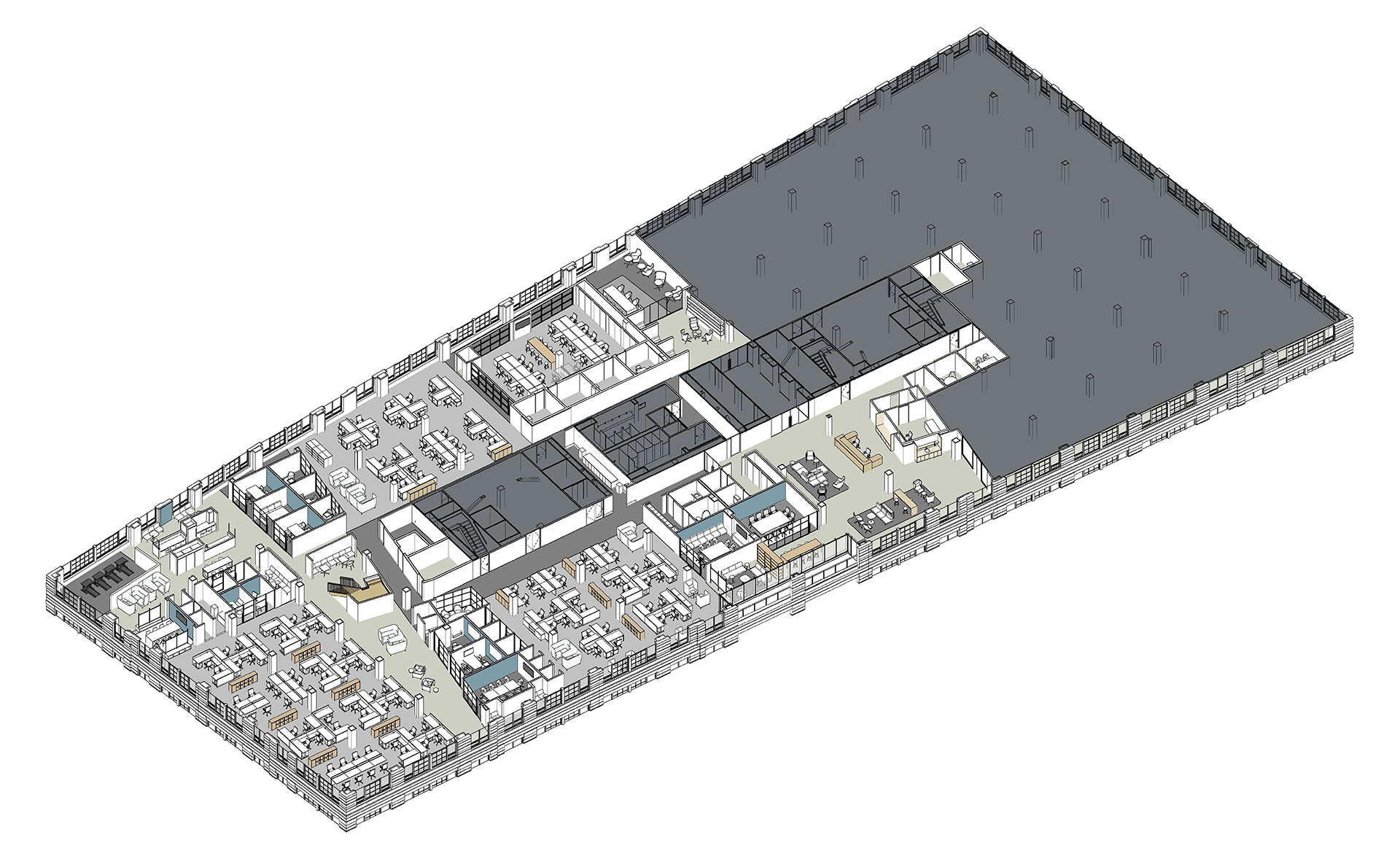 Axonometric view of the fifth floor at the new Mars Wrigley headquarters