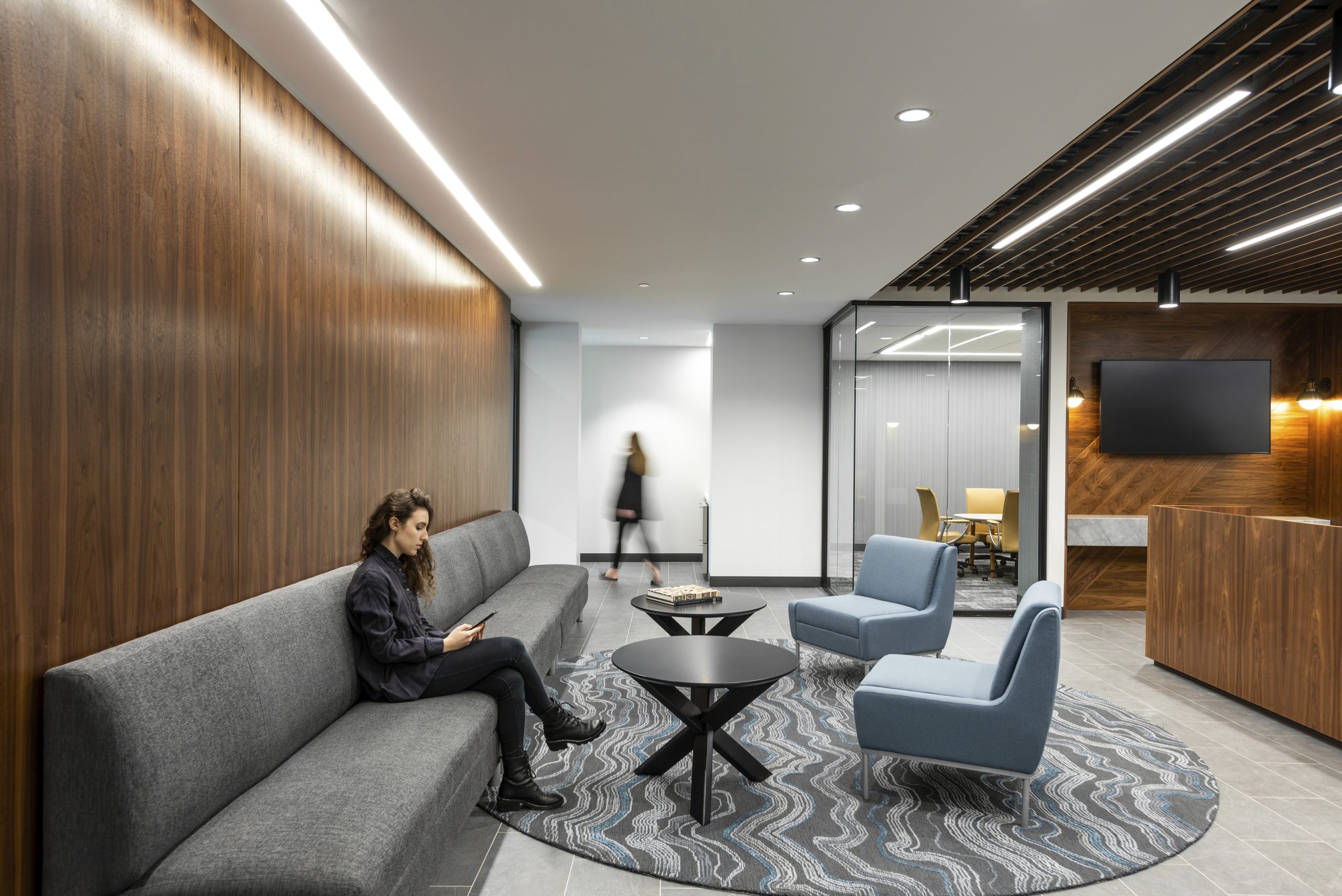 Reception seating at the new Sax LLP Headquarters